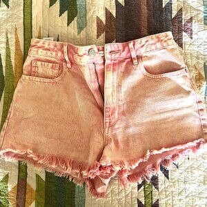 Pacsun Peach Acid Wash Denim Shorts